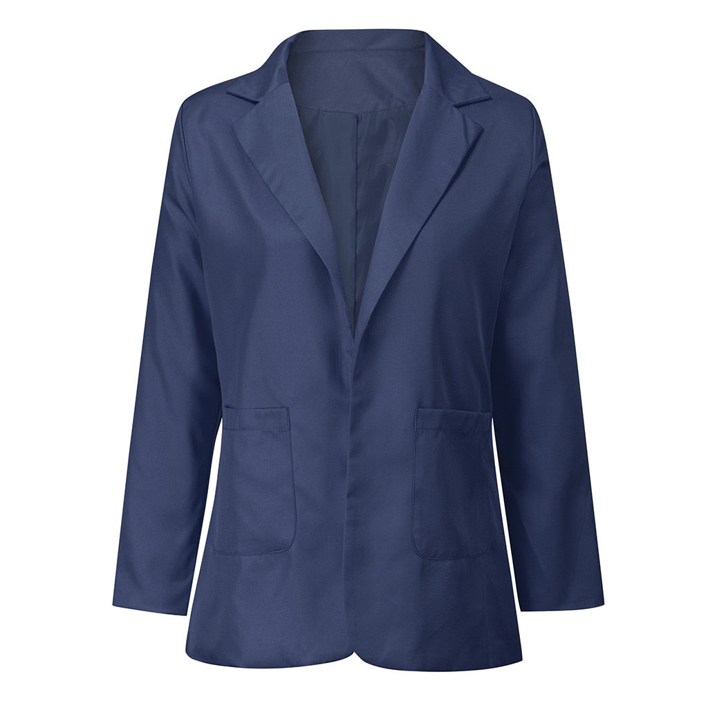 2021 Autumn Women Blazer Jacket Long Sleeve Solid Color Jacket Elegant Tops Office Lady Slim Work Blazer Outerwear abrigo mujer