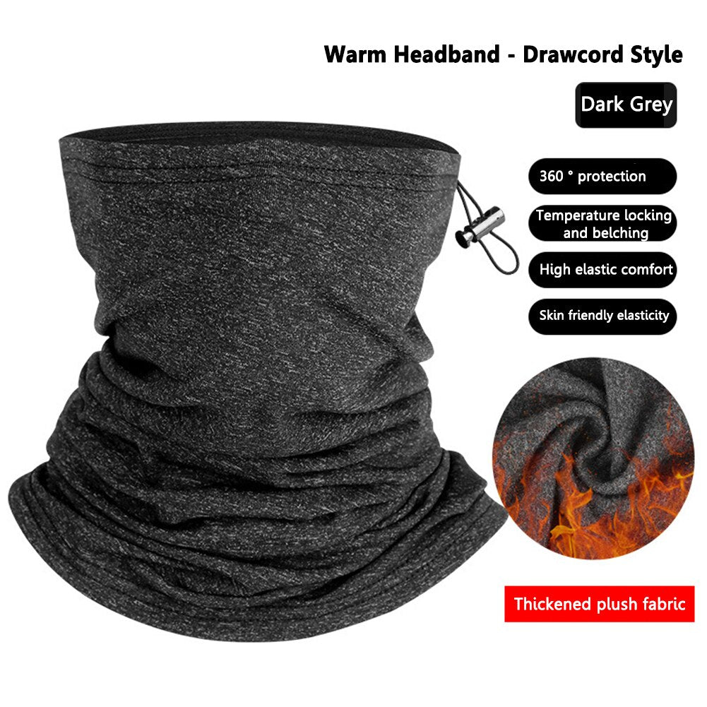 Winter Cycling Warm Bandana Mask Neck Cover with Drawstring Windproof Scarf SKi Snowboard Neck Warmer Fashion Women Men
