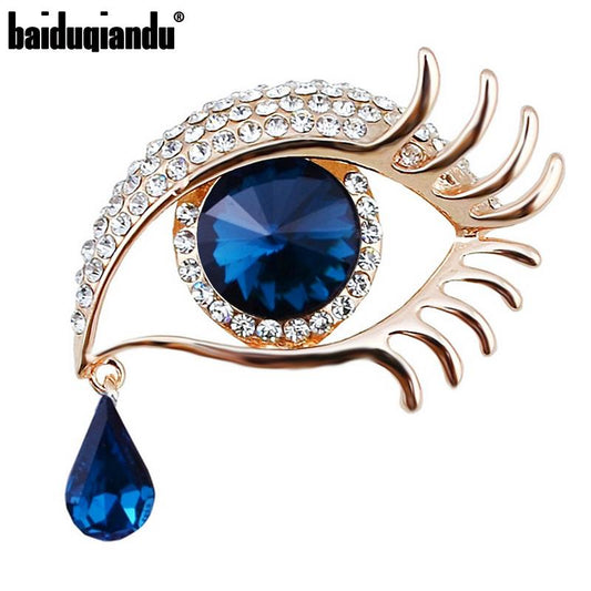Baiduqiandu Brand High Quality Crystal Rhinestones Blue Eye Brooch Pins Fashion Women's Dress Hat Shoes Decorated Jewelry