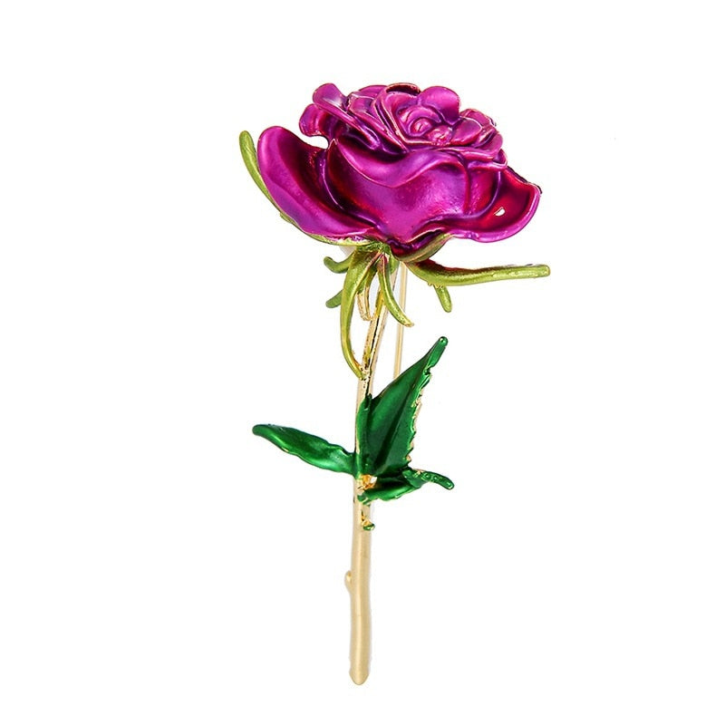 Alloy Drip Oil Rose Flower Brooch for Women 2021 New Fashion Girl Party Clothes Skirt Pin Jewelry Bag Accessories Enamel Pins