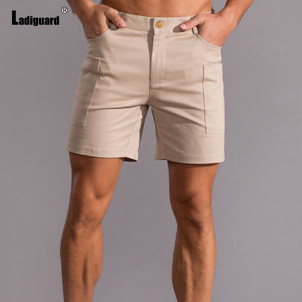 Men Leisure Shorts New European Summer Green Khaki Short Pants with Pockets Male Casual Skinny Beachwear Mens Clothing 2021