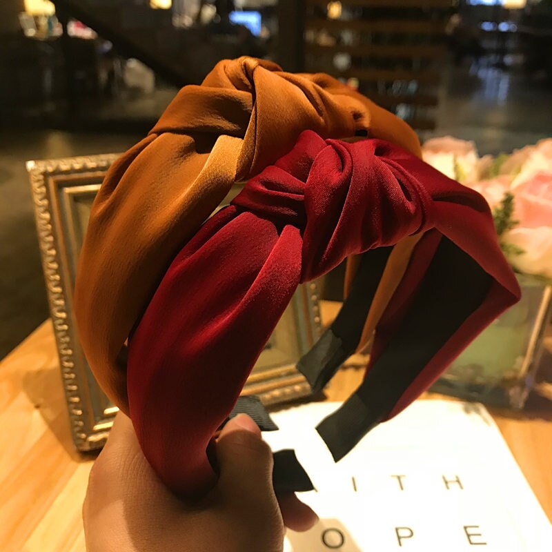 Solid Colors Hair Knotted Hair Band for Women Headbands Girl Satin Hairbands Headwear Hair Accessories