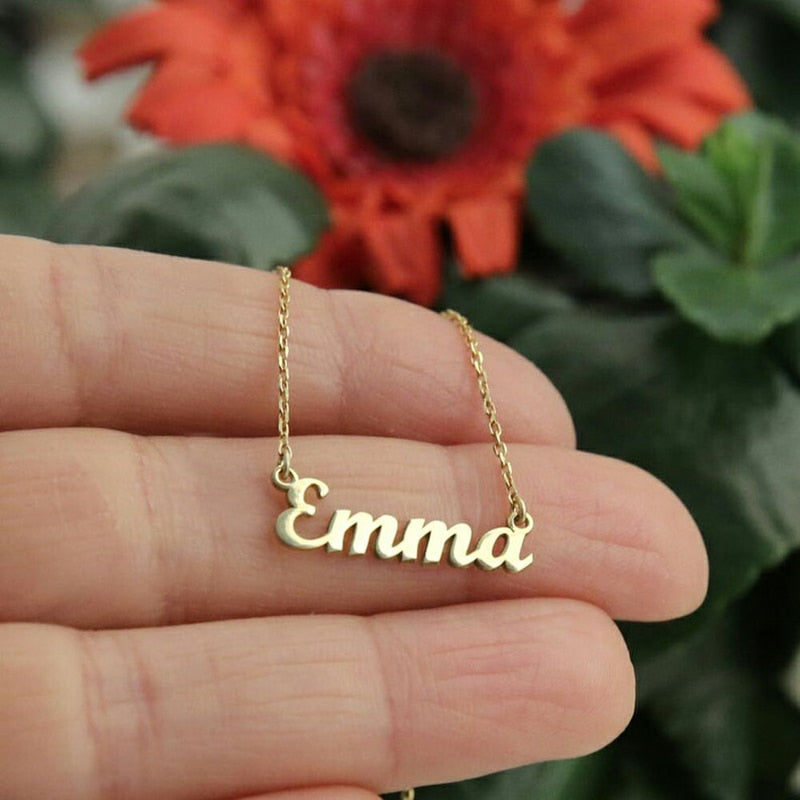 Dainty Tiny First Name Customized Nameplate Pendant Stainless Steel Necklace for Women Fashion Personalized Jewelry Mother Gift