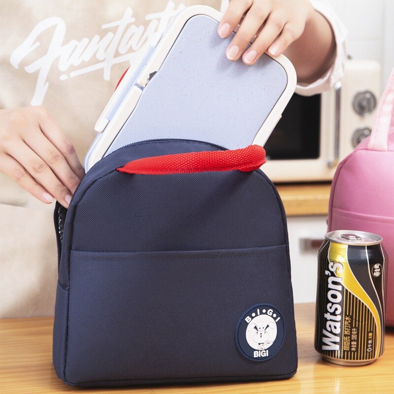 New Functional Solid color Cooler Lunch Box Portable Insulated Oxford Lunch Bag Thermal Food Picnic Lunch Bags For Women kid