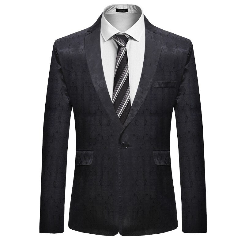 men's printed blazer fashion new men's slim suit jacket red black blue stage party social men's suit men jacket/ men suit