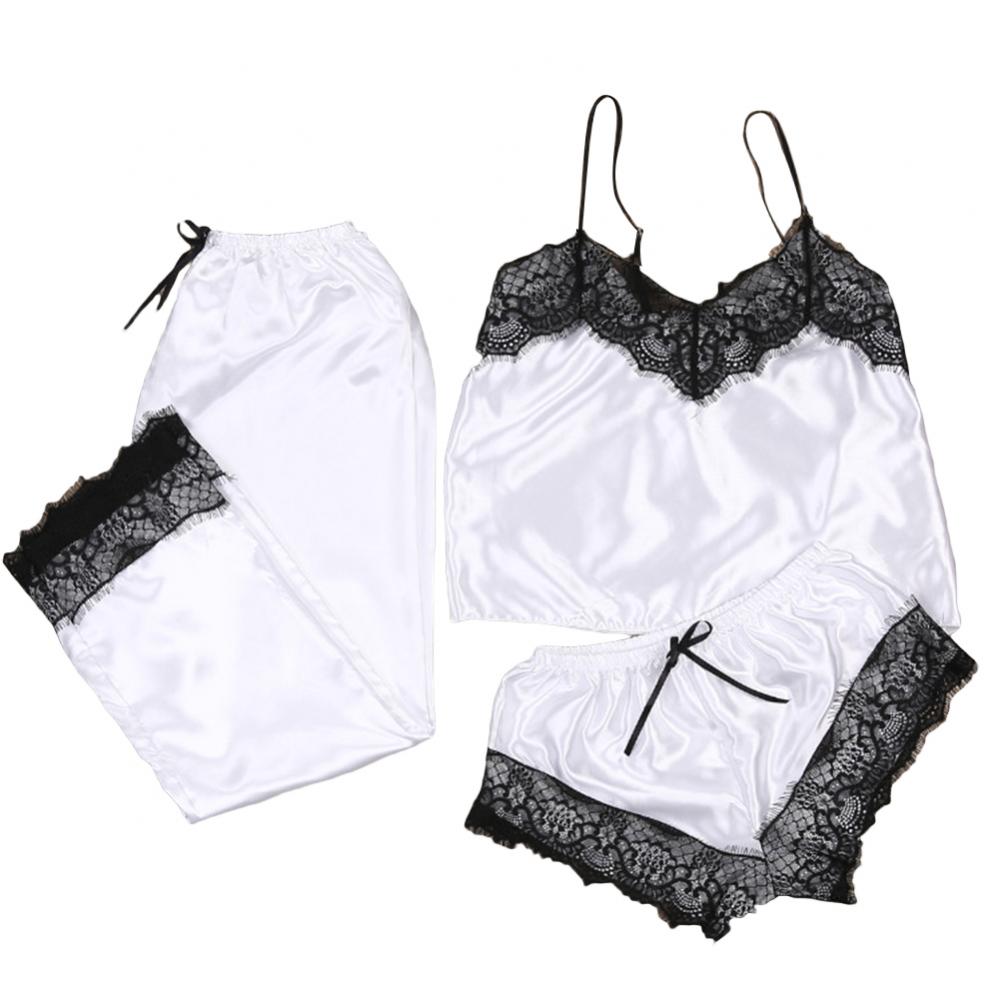 New Women Ladies Satin Lace Mesh Sleepwear Babydoll Lingeries Nightwear Shorts Pyjamas Sets