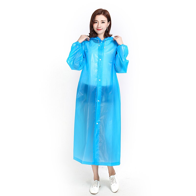 Fashion EVA Women Man Raincoat Thickened Waterproof Rain Poncho Coat Adult Clear Transparent Camping Hoodie Rainwear Suit