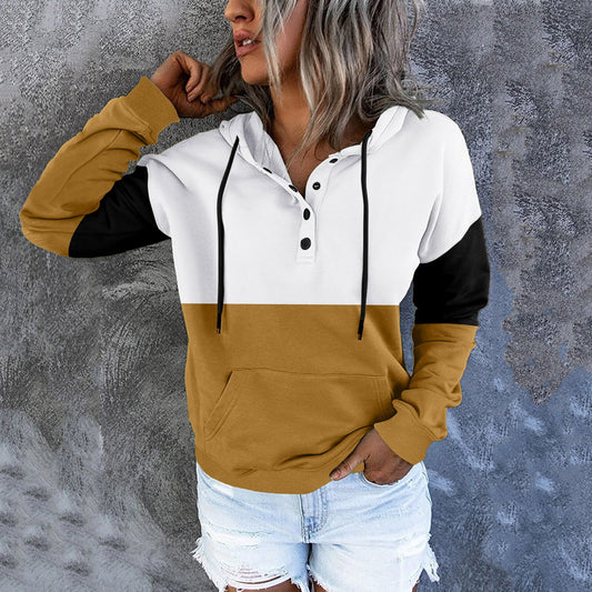 Women's Pullover Drawstring Hoodies Tops Button Down Long Sleeve Sweatshirts With Pocket Sweatshirt Loose Hoody Autumn Clothes