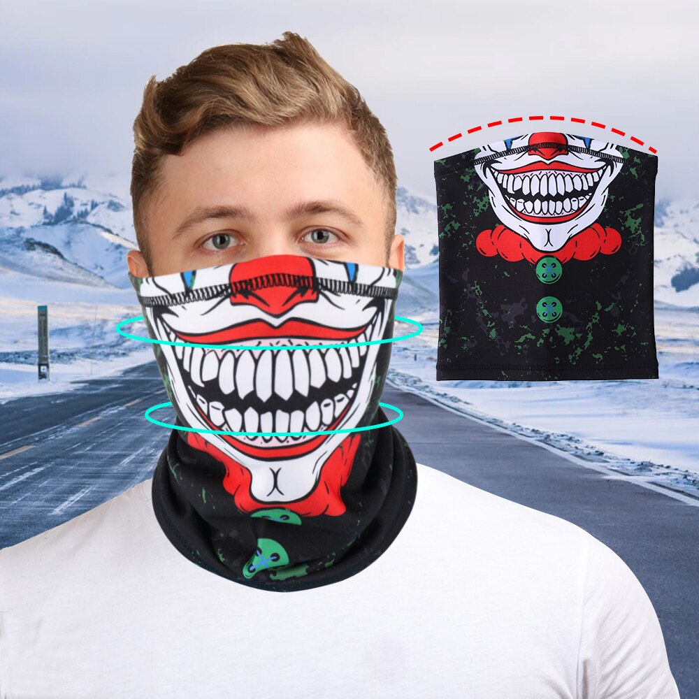 Men Winter Print Skull Bandana Fleece Thermal Neck Running Skiing Hiking Cycling Hunting Snowboard Sports Scarf Face Mask Women