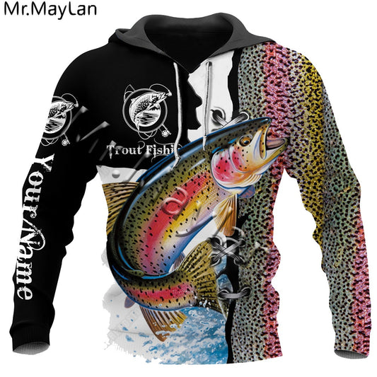 Custom Trout Fishing 3D Printed Jacket Men/women Harajuku Hoodie Unisex Casual Streetwear Sweatshirt Pullover sudadera hombre