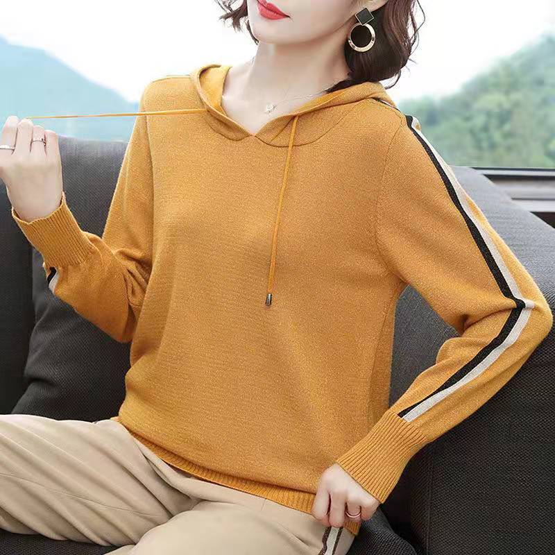 Korean Fashion Clothes Young Women's Sweatshirt 2021 Spring Autumn Coat Knitted Cotton Tops Hoodies свитшот Hooded Sweatshirts