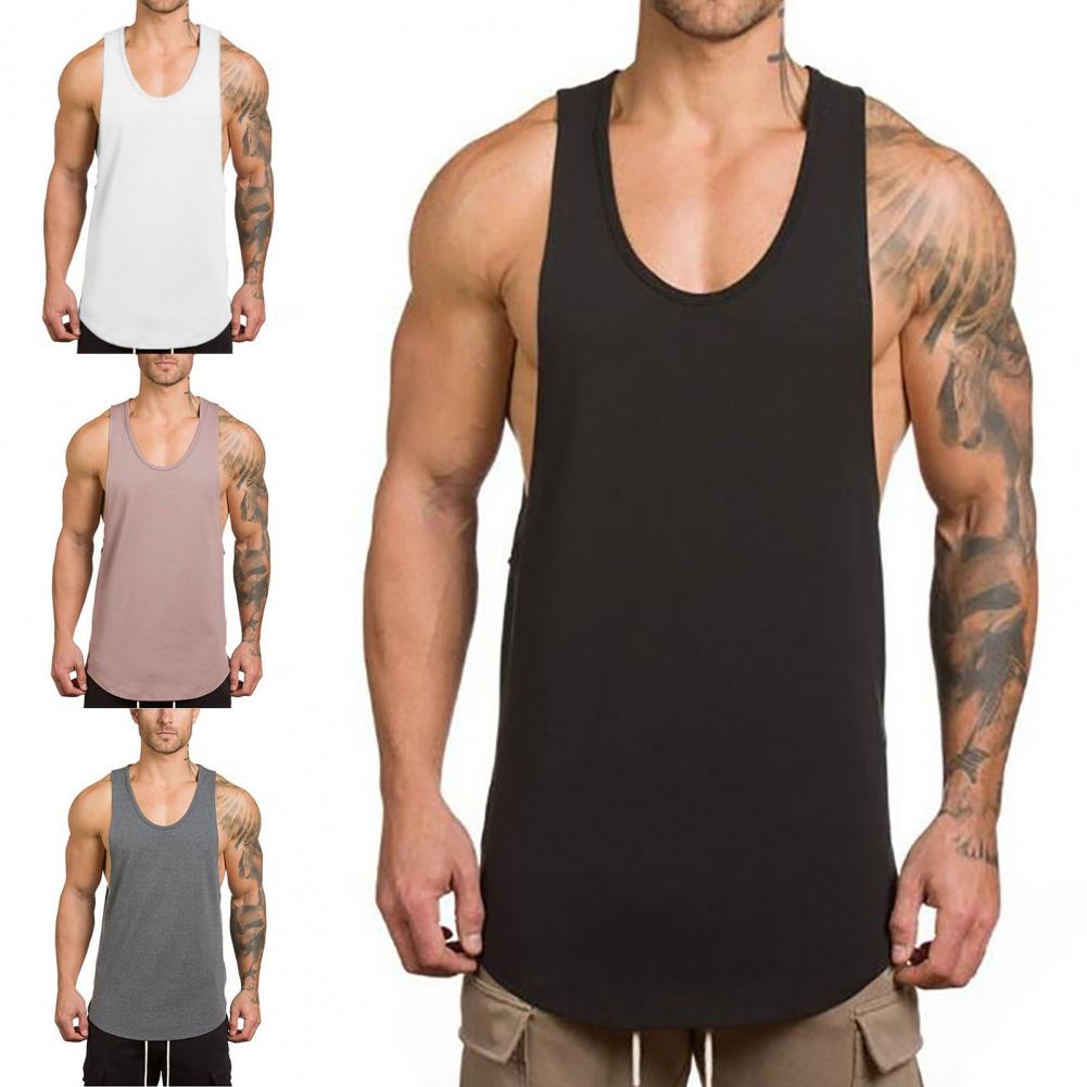 2021 Summer Casual Vest Men Sleeveless Sweatshirt Breathable Cotton Blend Tee O Neck Loose Training Tank Top Fitness