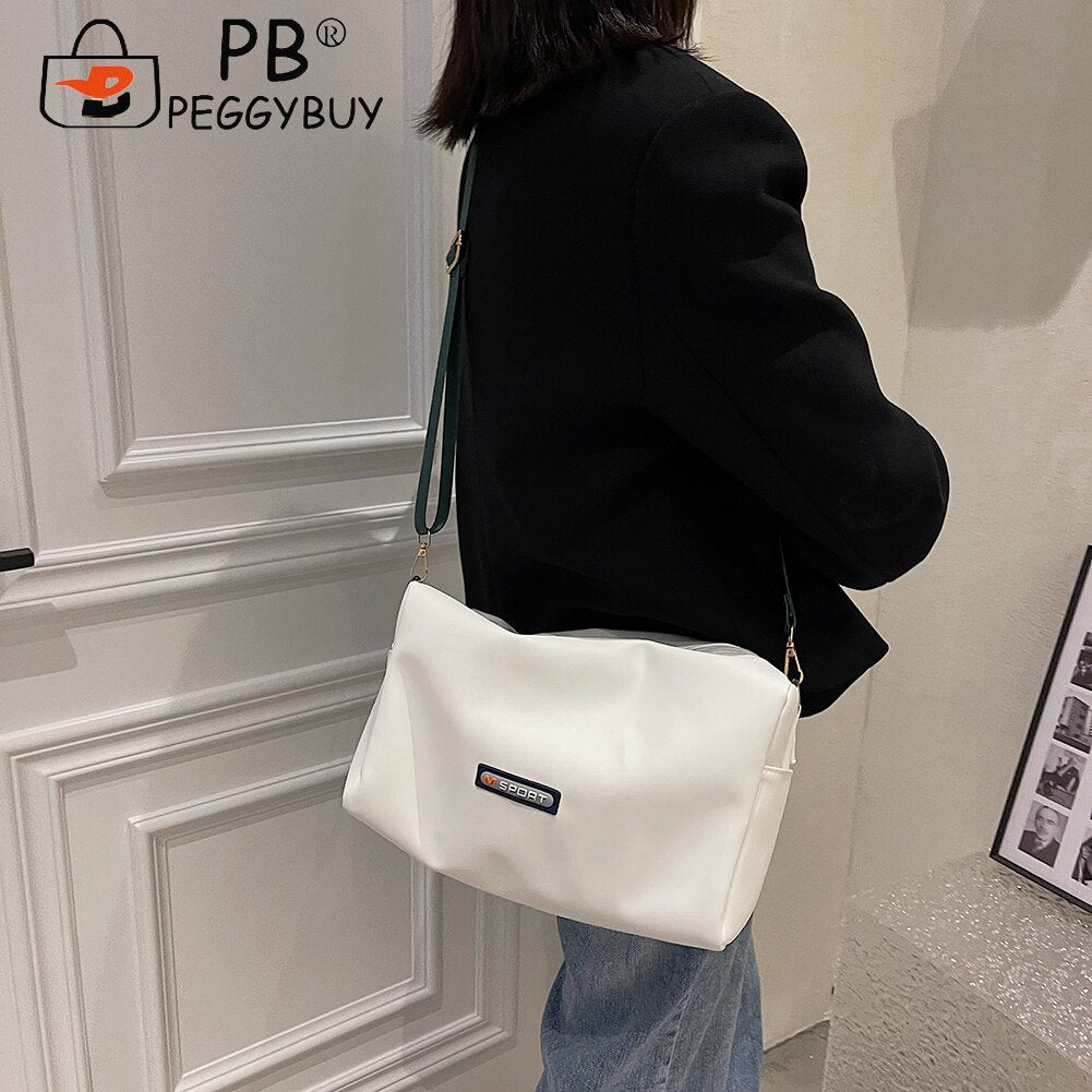 Fashion PU Leather Shoulder Crossbody Bag Women Casual All-match Pure Color Small Handbags Portable Street Travel Zipper Pouch