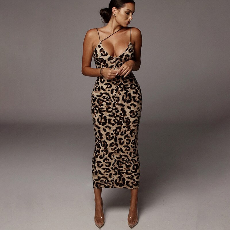 Sexy Women's Leopard Snake Print Dress Fashion Ladies Long Maxi Dress Party Bodycon Occasion Dresses Evening Sundress