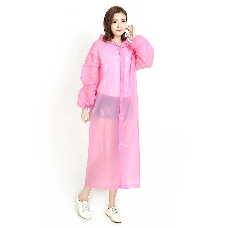 Fashion EVA Women Man Raincoat Thickened Waterproof Rain Poncho Coat Adult Clear Transparent Camping Hoodie Rainwear Suit