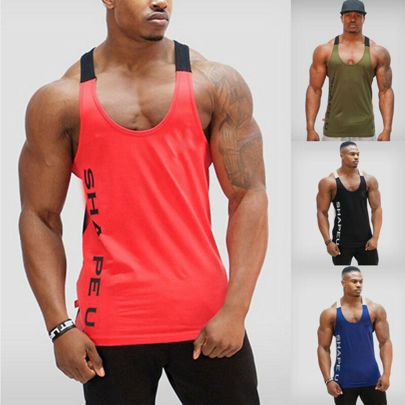 Casual Men Bodybuilding Sport Fitness Workout Vest Muscle Sleeveless Shirt Tank Top Plus Size M-2XL