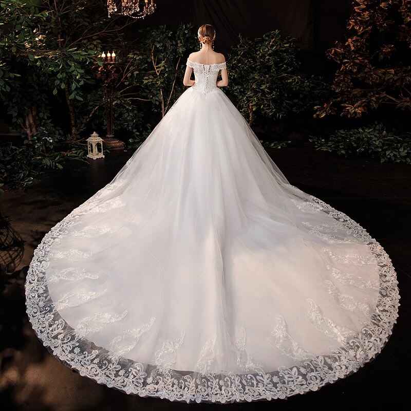 2021 Lace Boat Neck Ball Gown Wedding Dresses Sweetheart Simple Princess Illusion Applique Bridal Gowns Casamento