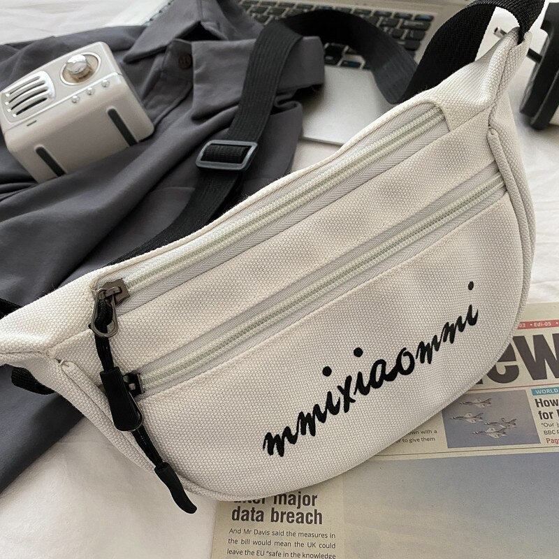 Chest bag Canvas bag women 2020 new fashion all-match casual messenger belt bag One-shoulder bag crossbody bag