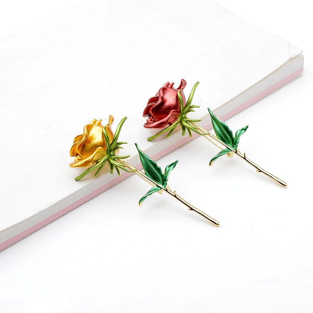 CINDY XIANG Enamel Rose Flower Brooches For Women Lady Fashion Luxury Flower Pin Spring Summer Design 4 Colors Available Gift