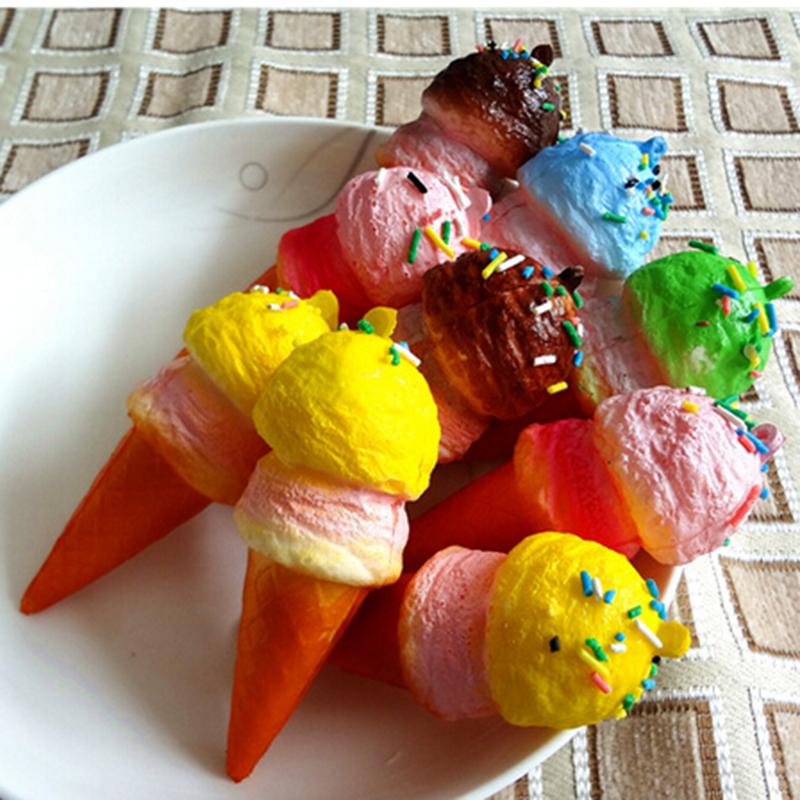 Random Color 1PCS 10cm Ice Cream Charms Cute Soft Jumbo  Cone Squishy Straps Bread Pendant For Bags Accessories