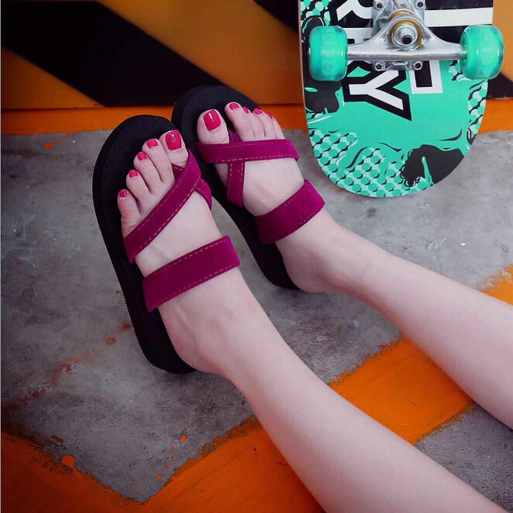Women Slippers Shoes Retro Womens Summer Flip Flops Casual Slippers Flat Sandals Beach Open Toe Shoes zapatos de mujer #K40
