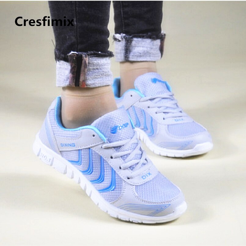 Cresfimix women fashion plus size comfortable lace up sneakers lady casual street shoes female casual light blue shoes c2693b