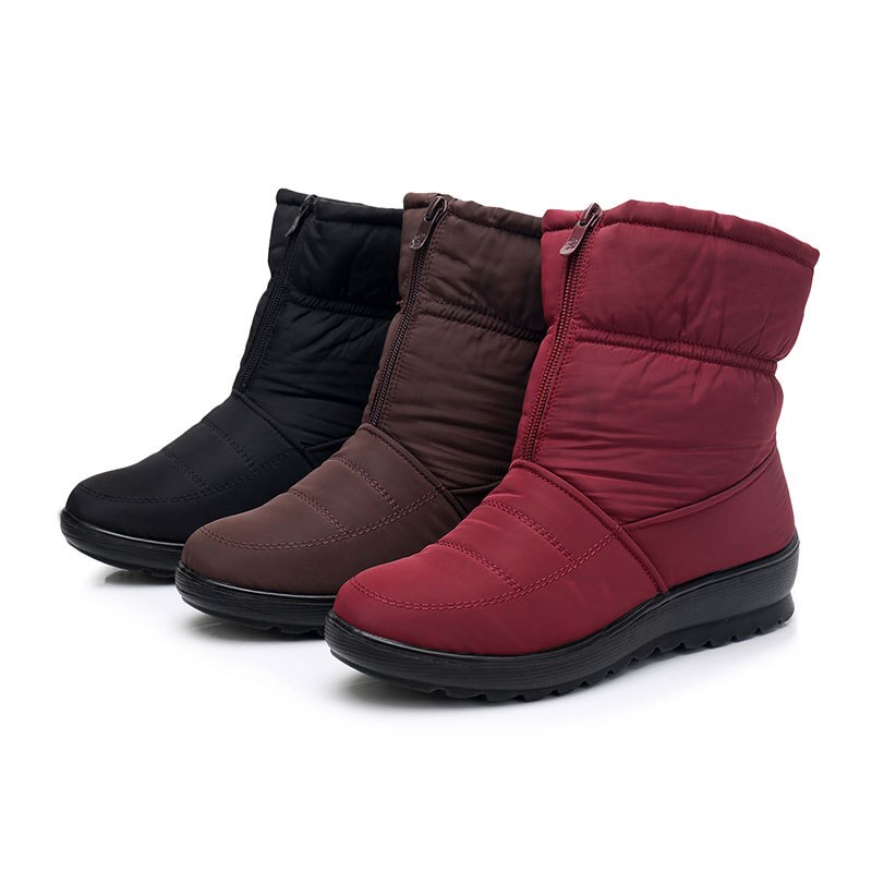 Women boots winter shoes women snow boots with zipper plush inside botas mujer waterproof antiskid female booties size41 WSH3146