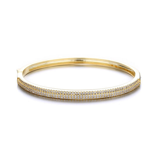 S925 Sterling Silver 14k Gold-plated Zircon Pavé Bracelet Woman DIY Bangle Gift