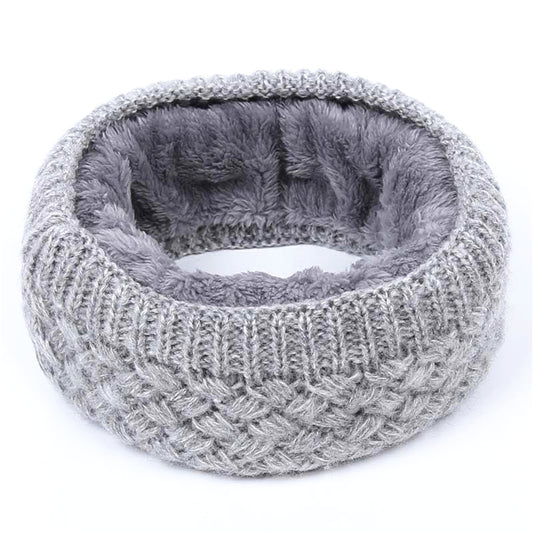 Knit Neck Scarf Women Men Thick Warmer Fleece Inside Winter Snood Scarf Wool Elastic Children Collar Ring Scarves Brushed Scarf