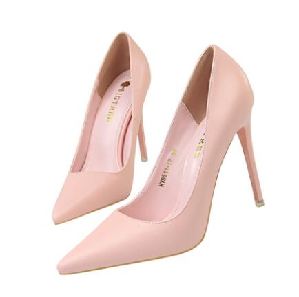 New Fashion Autumn Heels Shoes Women High heel Pink Pumps Point Office Heeled Matt Point Elegant Sweet Pointy sexy Female Shoes