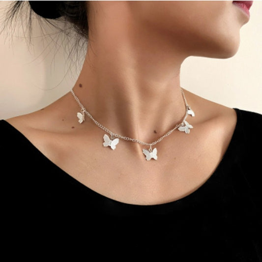 Fashion Choker Necklace Lovely Golden Silver Plated Butterfly Necklace Short Women Summer Holiday Romantic Gift Jewelry чокер