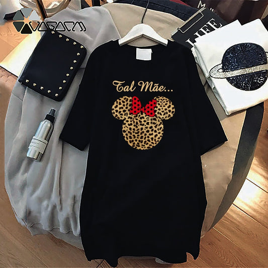 Minnie Mickey T-Shirt Dresses Vintage Mini Women Dress Harajuku Short Sleeve Vintage Print Casual Loose Party Summer Femme