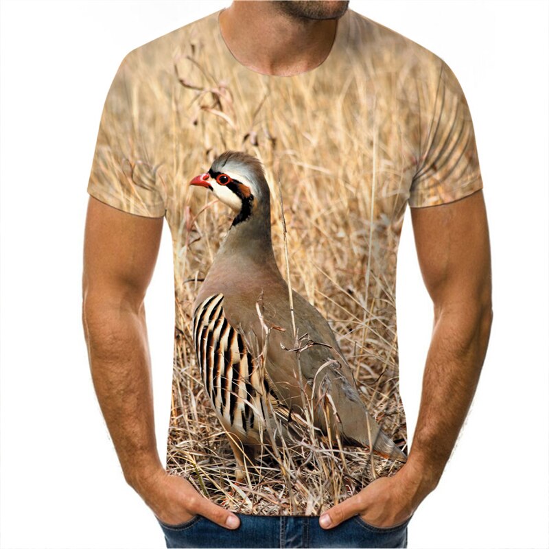 Animal Hunting Partridge Bird 3D Print Harajuku T-Shirt Summer Fashion Casual Men's tshirt Chukar Short sleeve Streetwear Unisex