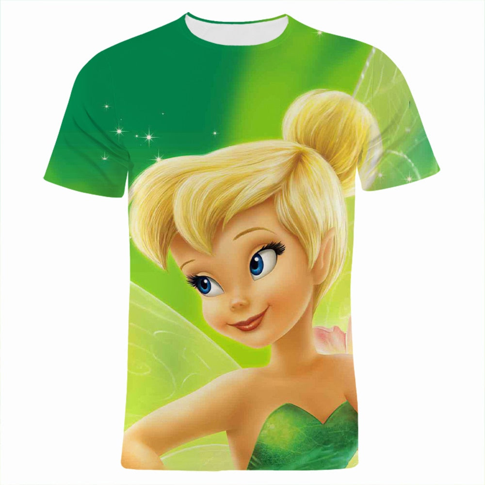 Disney Tinker Bell 3D Print Men's T-shirts Summer Fashion Cartoon Anime Boy Girl Kids Tee Shirt Oversized Women Clothes Tops