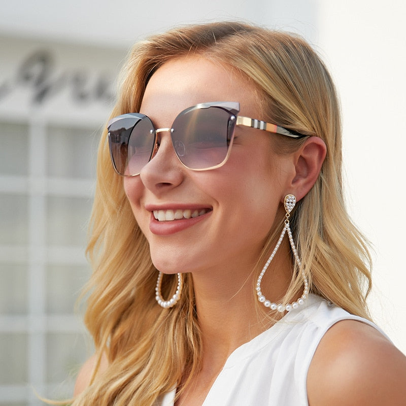 New Ladies Fashion Unique Cat Eye Sunglasses Women 2021 Sun Glasses Female Eyewear