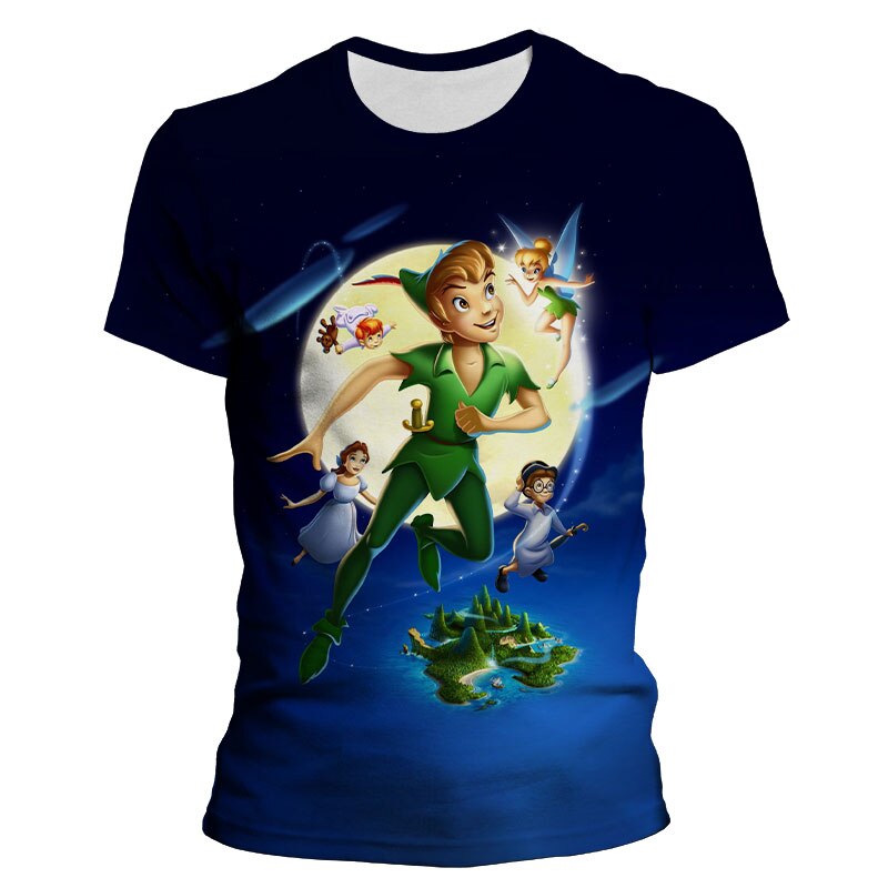 Streetwear Men's T-shirts Disney Movie Peter Pan 3D Printed Women's Clothing Short Sleeve Cartoon Anime Boy Girl Kids T Shirt