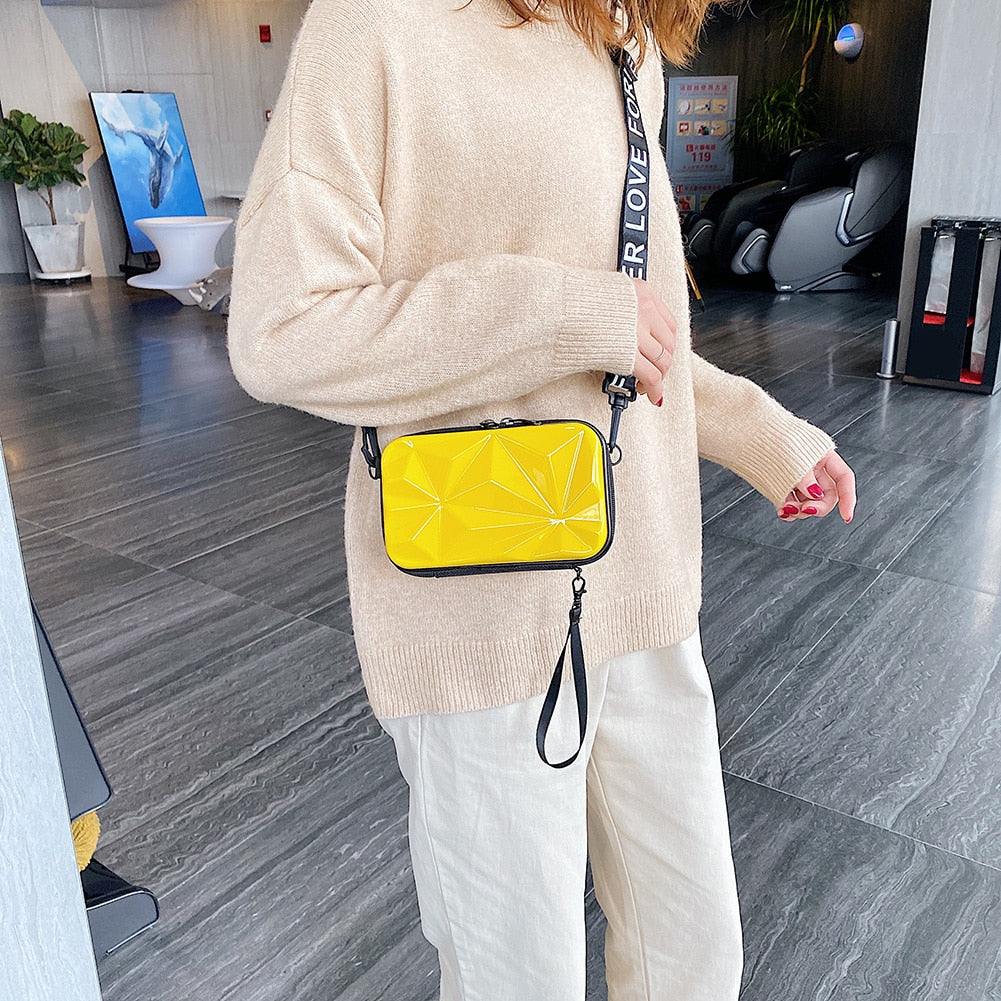 Fashion Suitcase Shape Crossbody 2021 Candy Color Women Personality Shoulder Bag Female Wide Belt Messenger Bag Girls Travel Bag