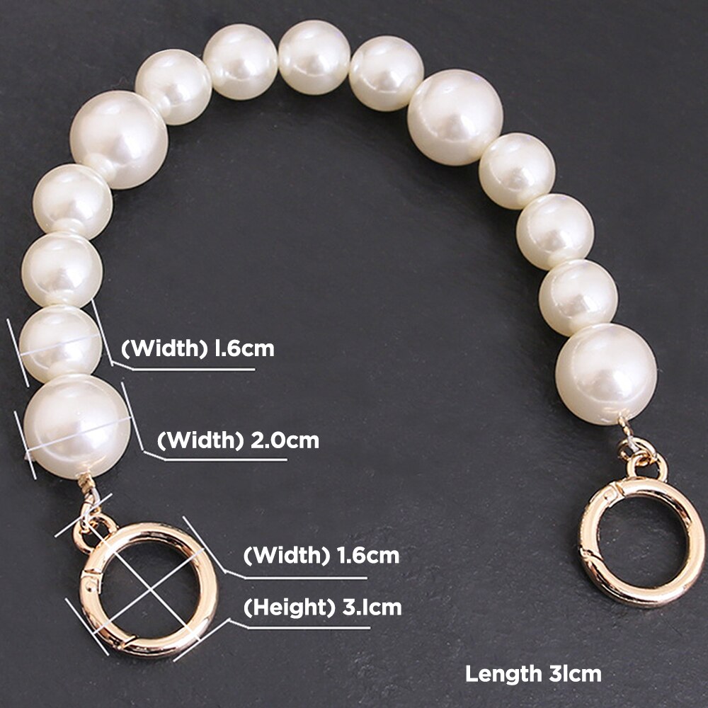 31cm Pearl Bead Handle Bag Chain Replacement Short Handbag Purse Chain With Golden Clasp For Women Purse Bag Accessories