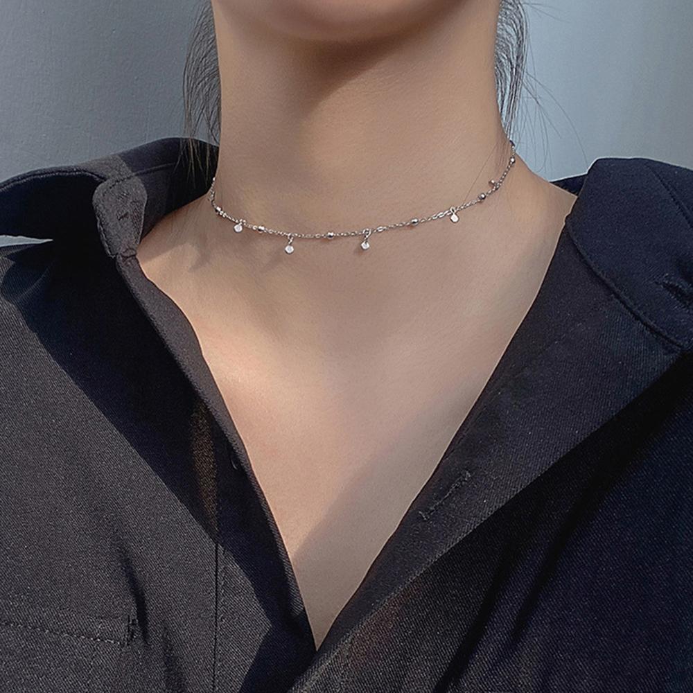 Fashion Elegant Minimalist Wafer Tassel Clavicle Chain Necklace Cute Geometric Round Choker Necklace Women Jewelry Gift