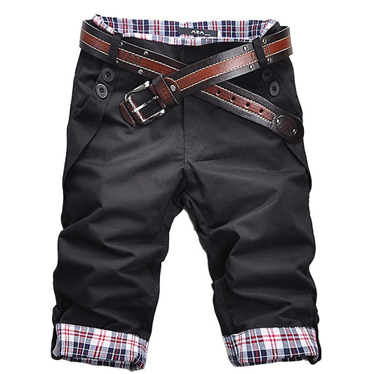 Summer Men Casual Shorts Plaid Patchwork Pockets Buttons Shorts Loose Comfortable Plus Size Beach Shorts Outdoor Activity