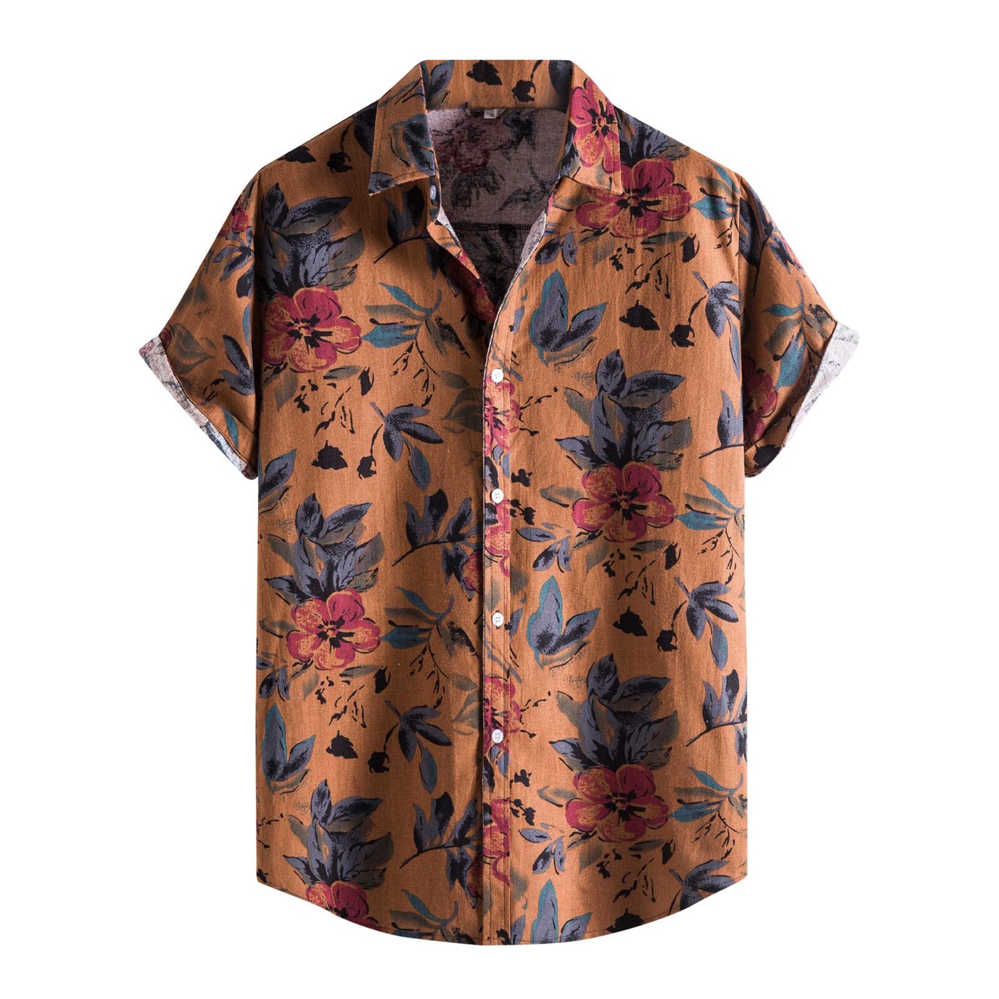 Men Hawaiian Flower Shirt 2021 Summer Printed Lapel Short Sleeve Vacation Casual Shirts Streetwear Blouse Camisa Masculina