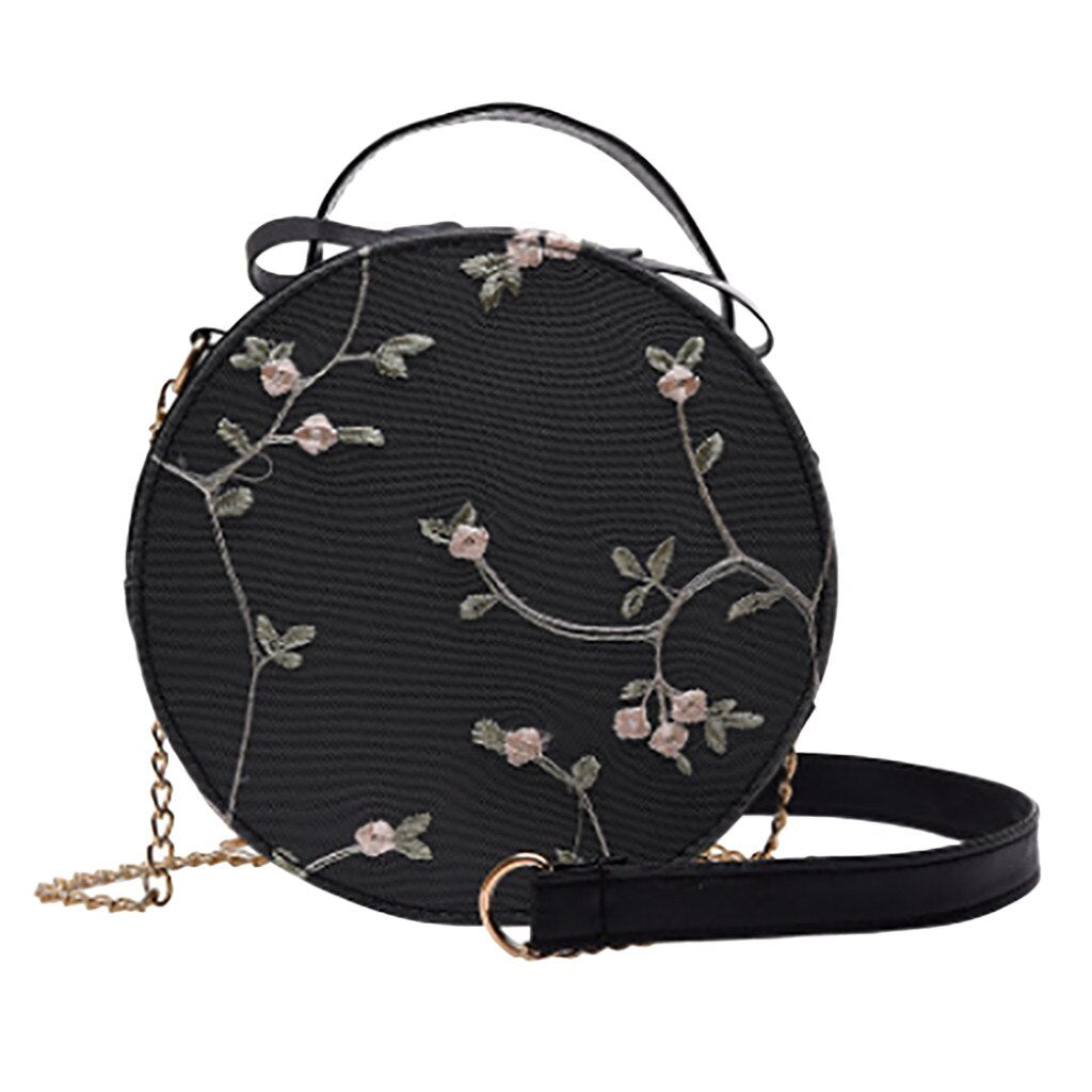 Women Shoulder  Handbags Women's Fashion Lace Fresh Solid Color Small Round Crossbody Bag Mujer Bolsas Femininas#25