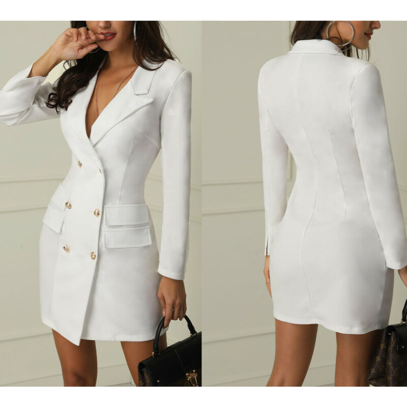 Women double breasted blazer jacket short coat outwear office lady coat dress Button Grace Elegant