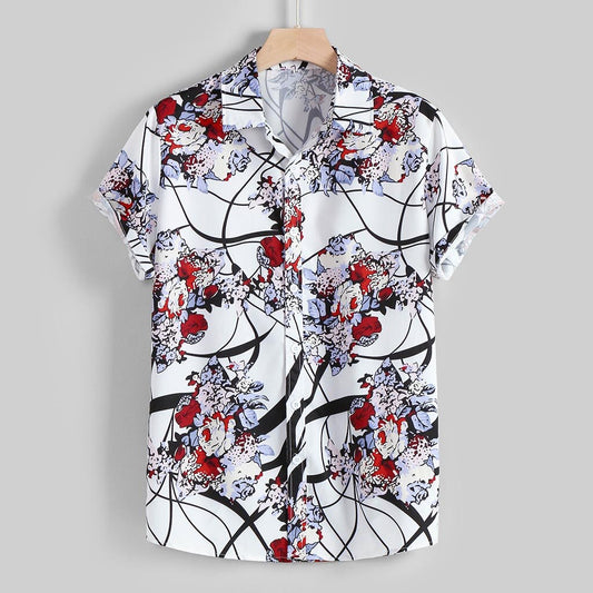 Hawaiian Shirt Men Hip Hop Streetwear Floral  Printing Shirts Camisa Masculina Casual Short Sleeve For Men Holiday Beach Shirts