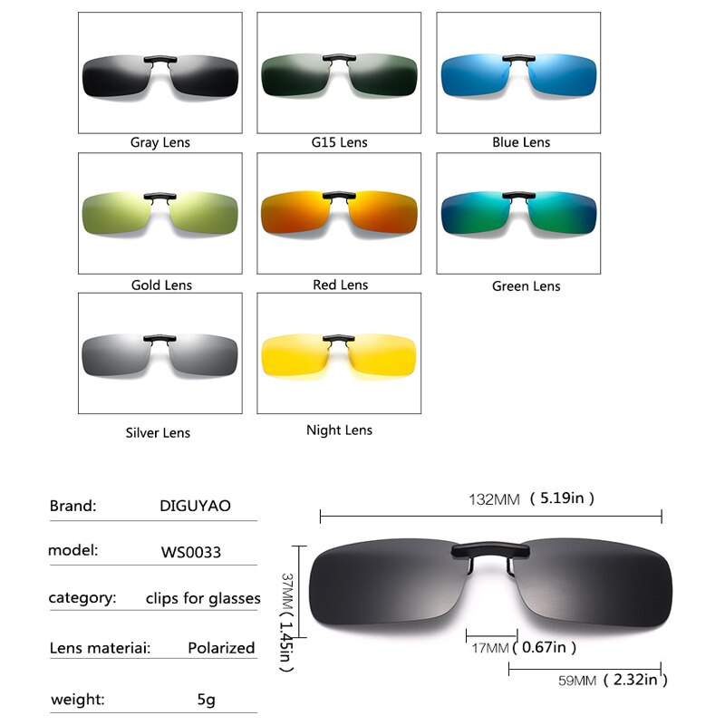 sunglasses men quare polarized UV400 Women retro clip on Day Night Chameleon glasses Fishing Driving Eyewear clips for glasses
