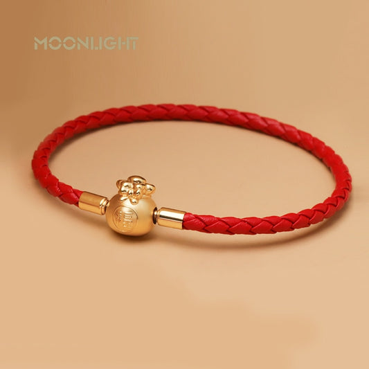 New Fashion Jewelry Bracelets For Women Blessing Bag Lucky Bracelet Recruit Wealth Red Leather Bracelet Birthday Party Gifts
