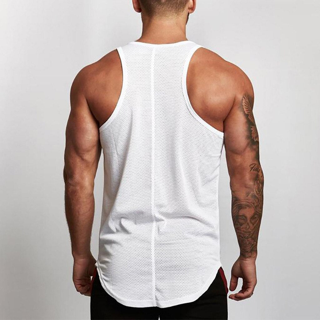 2021 Men's Sleeveless Independence Day Printing Mesh Breathable Bodybuilding men's sports t-shirt Men's tank tops Streetwear