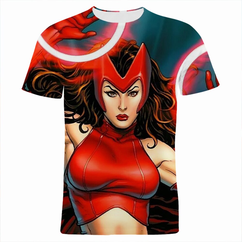 Scarlet Witch Graphic T Shirts For Men Casual Summer Cool Women Clothing Marvel 3D Print Short Sleeve Children Tee Shirt