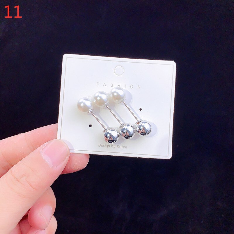 Pearl Brooches Set Waist Buckle Cardigan Jeans Anti-fade Brooch Pins Women Sweater Coat Anti Fall Pearls Clothes Pin Decoration