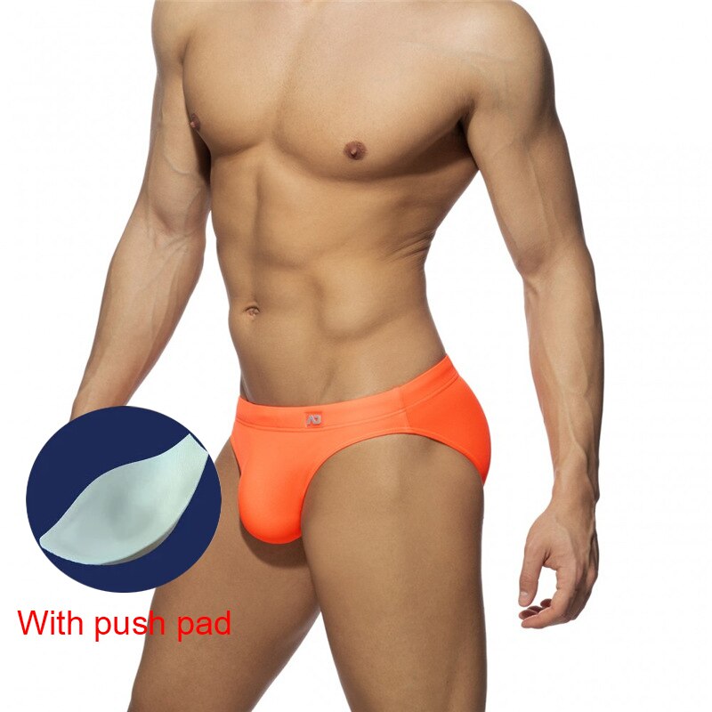 2021 Men's Swimming Trunks Low Waist Bikini Panties Sexy Solid Swimsuit With Push Pad Shorts Beach Bathing Surf Men Swim Briefs